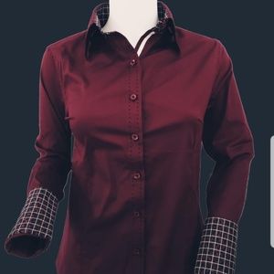 SALE! Burgundy Contrast Shirt XS-3X new